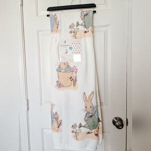Peter Rabbit Throw Blanket - White with Floral Bunny Print